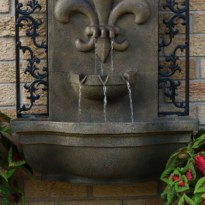 Sunnydaze Decor Sunnydaze 33"H Electric Polystone French Lily Design Outdoor Wall-Mount Water Fountain 7 Sunnydaze Decor Sunnydaze 33"H Electric Polystone French Lily Design Outdoor Wall-Mount Water Fountain - Image 5