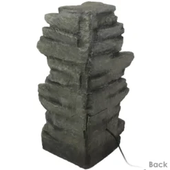 Sunnydaze Decor Sunnydaze 38"H Electric Polyresin And Fiberglass Stacked Shale Waterfall Outdoor Water Fountain With LED Lights -Sunnydaze Decor GUEST ef3476b7 4f79 4cc0 9edd 00935b0cf910