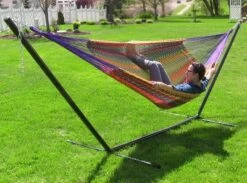 Sunnydaze Decor Sunnydaze Mayan Family Hammock Hand-Woven XXL Thick Cord With Stand - 400 Lb Weight Capacity/15' Stand -Sunnydaze Decor GUEST f1031f2b a82c 4ce7 a796 66ecfe73b7d3