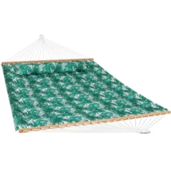 Sunnydaze Decor Sunnydaze 2-Person Quilted Printed Fabric Spreader Bar Hammock/Pillow With S Hooks And Hanging Chains - 450 Lb Weight Capacity -Sunnydaze Decor GUEST f208df08 2b6d 41a3 89fe c39e9b2af75f