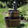 Sunnydaze Decor Sunnydaze 34"H Electric Fir Wood 2-Tier Farmhouse Barrel With Metal Decorative Hand Pump Outdoor Water Fountain -Sunnydaze Decor GUEST f2a9431f d0d8 48e8 911d 66b24df68498