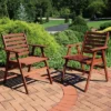 Sunnydaze Decor Sunnydaze Outdoor Meranti Wood With Teak Oil Finish Modern Rustic Patio Dining Arm Chair - Brown - 2pk