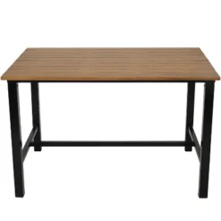 Sunnydaze Decor Sunnydaze European Chestnut Patio Dining Table With Steel Frame - 47.25" W X 31.25" D X 29.75" H -Sunnydaze Decor GUEST f43a9c10 8ca9 450d 9f8c 88eb434d8671
