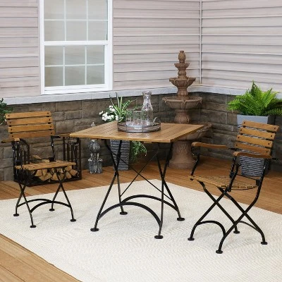 Sunnydaze Decor Sunnydaze Indoor/Outdoor Essential Chestnut Wood Folding Bistro Chair And Table - Dark Brown - 3pc 3 Sunnydaze Decor Sunnydaze Indoor/Outdoor Essential Chestnut Wood Folding Bistro Chair And Table - Dark Brown - 3pc