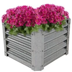 Sunnydaze Decor Sunnydaze Outdoor Lawn And Garden Galvanized Steel Square Raised Vegetable Garden Or Flower Bed Planter Kit - 22" - Silver -Sunnydaze Decor GUEST f4e64905 2480 4ad4 bd0d fcfb5c8de8f1