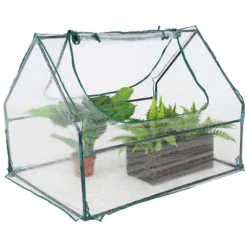 Sunnydaze Decor Sunnydaze Mini Greenhouse With 2 Zippered Side Doors - Clear -Sunnydaze Decor GUEST f5950561 742f 4b4f 9101 4931ea5686a6