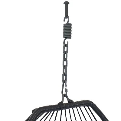 Sunnydaze Decor Sunnydaze Outdoor Resin Wicker Patio Oliver Lounge Hanging Basket Egg Chair Swing With Cushions And Headrest - Gray - 2pc 4 Sunnydaze Decor Sunnydaze Outdoor Resin Wicker Patio Oliver Lounge Hanging Basket Egg Chair Swing With Cushions And Headrest - Gray - 2pc - Image 2