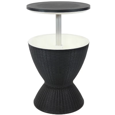Sunnydaze Decor Sunnydaze Rattan Design Patio Bar Cooler Table With Height-Adjustable Tabletop - Phantom Gray 6 Sunnydaze Decor Sunnydaze Rattan Design Patio Bar Cooler Table With Height-Adjustable Tabletop - Phantom Gray - Image 4