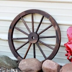 Sunnydaze Decor Sunnydaze Indoor/Outdoor Wooden Decorative Wagon Wheel - Fir Wood - 24"
