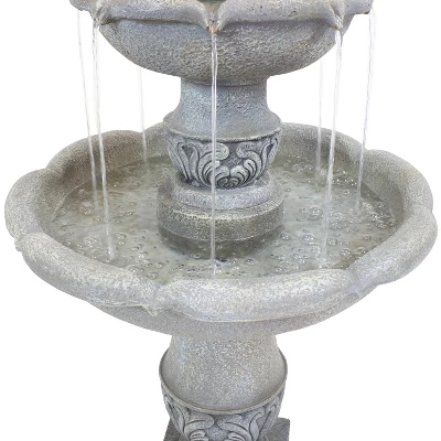 Sunnydaze Decor Sunnydaze 50"H Electric Fiberglass Reinforced Concrete 2-Tier French Garden Design Outdoor Water Fountain, Dusty Gray 5 Sunnydaze Decor Sunnydaze 50"H Electric Fiberglass Reinforced Concrete 2-Tier French Garden Design Outdoor Water Fountain, Dusty Gray - Image 3