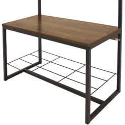 Sunnydaze Decor Sunnydaze Indoor Industrial-Style Hall Tree Bench With Coat/Shoe Rack - MDP Shelves With Powder-Coated Steel Frame - Brown - 67 In -Sunnydaze Decor GUEST f879e482 3862 4038 afc0 64bc5d350441