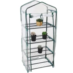 Sunnydaze Decor Sunnydaze Outdoor Portable Growing Rack 4-Tier Greenhouse With Roll-Up Door - 4 Shelves - Clear -Sunnydaze Decor GUEST f94c999d 0ddb 4239 b4fa 954e65acd279