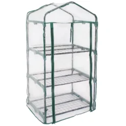 Sunnydaze Decor Sunnydaze Outdoor Portable Growing Rack 3-Tier Greenhouse With Roll-Up Door - 3 Shelves - Clear -Sunnydaze Decor GUEST f9d93a32 5862 496a 85c8 4fdc9aab67dd