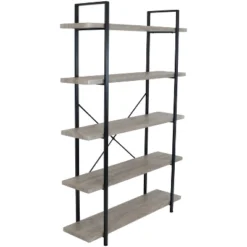 Sunnydaze Decor Sunnydaze 5 Shelf Industrial Style Freestanding Etagere Bookshelf With Wood Veneer Shelves 12 Sunnydaze Decor Sunnydaze 5 Shelf Industrial Style Freestanding Etagere Bookshelf With Wood Veneer Shelves -Sunnydaze Decor GUEST fa2a4661 868d 4fb8 aa2d 488786e38dd2