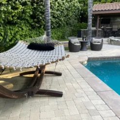 Sunnydaze Decor Sunnydaze Polycotton 2-Person Hammock With Curved Bamboo Foldable Spreader Bars - 450 Lb Weight Capacity - Neutral Stripe 14 Sunnydaze Decor Sunnydaze Polycotton 2-Person Hammock With Curved Bamboo Foldable Spreader Bars - 450 Lb Weight Capacity - Neutral Stripe -Sunnydaze Decor GUEST fb1c81e8 0c7a 47e7 ab6b c75054c83812