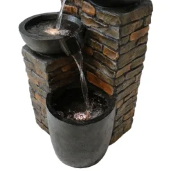 Sunnydaze Decor Sunnydaze 34"H Electric Polyresin Staggered Bowls Tiered Outdoor Water Fountain With LED Lights -Sunnydaze Decor GUEST fb310c19 9013 4ecb a026 ffc6065d8463