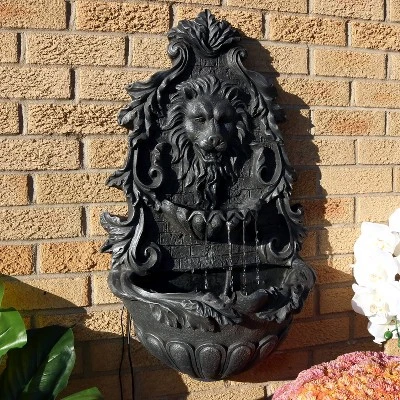 Sunnydaze Decor Sunnydaze 30"H Solar-Powered With Battery Pack Polyresin Stoic Courage Lion Head Outdoor Wall-Mount Fountain 3 Sunnydaze Decor Sunnydaze 30"H Solar-Powered With Battery Pack Polyresin Stoic Courage Lion Head Outdoor Wall-Mount Fountain