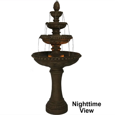 Sunnydaze Decor Sunnydaze 65"H Electric Resin And Concrete 4-Tier Eggshell Edge Outdoor Water Fountain With LED Lights 4 Sunnydaze Decor Sunnydaze 65"H Electric Resin And Concrete 4-Tier Eggshell Edge Outdoor Water Fountain With LED Lights - Image 2