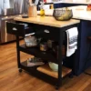 Sunnydaze Decor Sunnydaze MDF Indoor Farmhouse Style Kitchen Island Cart With Drawers And Shelves - 34.25" H - Black -Sunnydaze Decor GUEST fca8909e b218 4f36 b395 e3a5b4b13a45