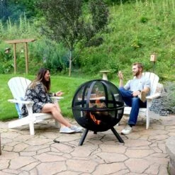 Sunnydaze Decor Sunnydaze Outdoor Portable Camping Or Backyard Flaming Sphere Ball Fire Pit With Built-In Spark Screen - 30" - Black -Sunnydaze Decor GUEST fdcf2962 d6d8 45a1 81d5 9fc26b59fd80