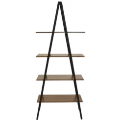 Sunnydaze Decor Sunnydaze 4-Shelf Industrial-Style Ladder Bookshelf - MDP With Powder-Coated Steel Frame - Brown -Sunnydaze Decor GUEST fe04e253 fd74 4316 9f01 3af72b098686