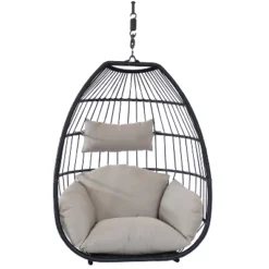 Sunnydaze Decor Sunnydaze Outdoor Resin Wicker Patio Oliver Lounge Hanging Basket Egg Chair Swing With Cushions And Headrest - Gray - 2pc 16 Sunnydaze Decor Sunnydaze Outdoor Resin Wicker Patio Oliver Lounge Hanging Basket Egg Chair Swing With Cushions And Headrest - Gray - 2pc -Sunnydaze Decor GUEST fe4bda3e 401d 41fb a369 8410b1b83c70