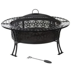 Sunnydaze Decor Sunnydaze Outdoor Camping Or Backyard Steel Round Four Star Fire Pit Table With Spark Screen - 40" - Black 13 Sunnydaze Decor Sunnydaze Outdoor Camping Or Backyard Steel Round Four Star Fire Pit Table With Spark Screen - 40" - Black -Sunnydaze Decor GUEST feff3af3 ff5a 4a12 b7a4 3a26281fd789