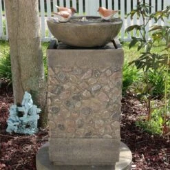 Sunnydaze Decor Sunnydaze 25"H Electric Polyresin Three Bathing Birds Outdoor Water Fountain With LED Light